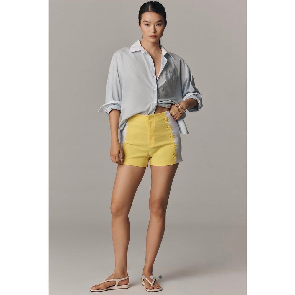 NWT Anthropologie Maeve Surf City Linen Blend Embellished Shorts